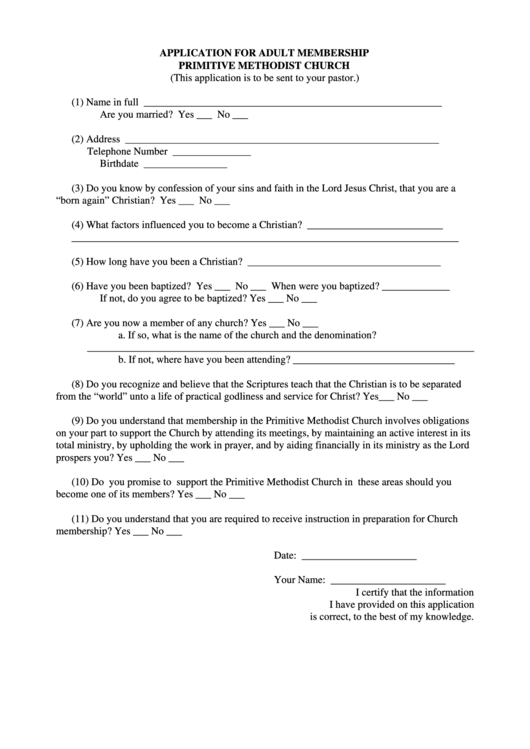 Fillable Application Form For Adult Membership Printable pdf