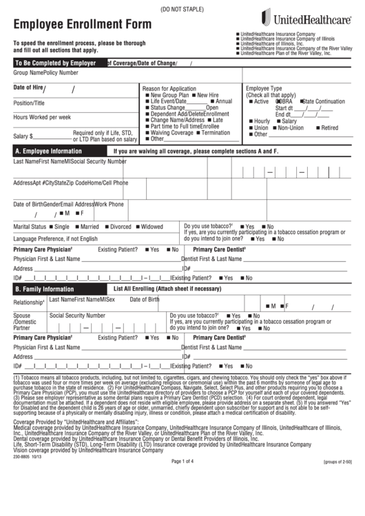 Form Sg.ee.14.il - Employee Enrollment - 2013 Printable pdf