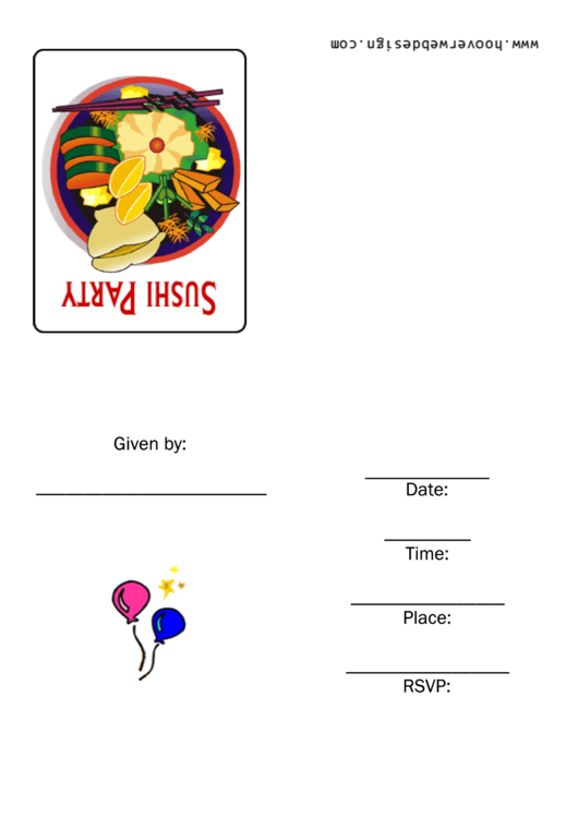 Sushi Party Invitation Template Printable pdf