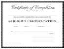 Aerobics Certification Course Certificate Of Completion Template