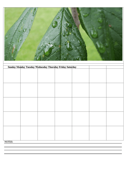 Green Leaves Themed Monthly Planner Template Printable pdf