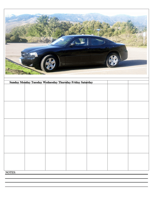 Car Themed Monthly Planner Template Printable pdf