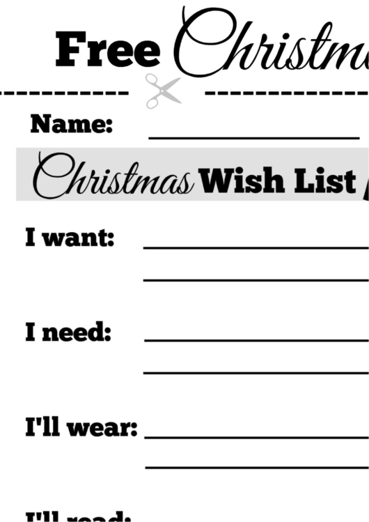 Christmas Wish List Template Printable pdf