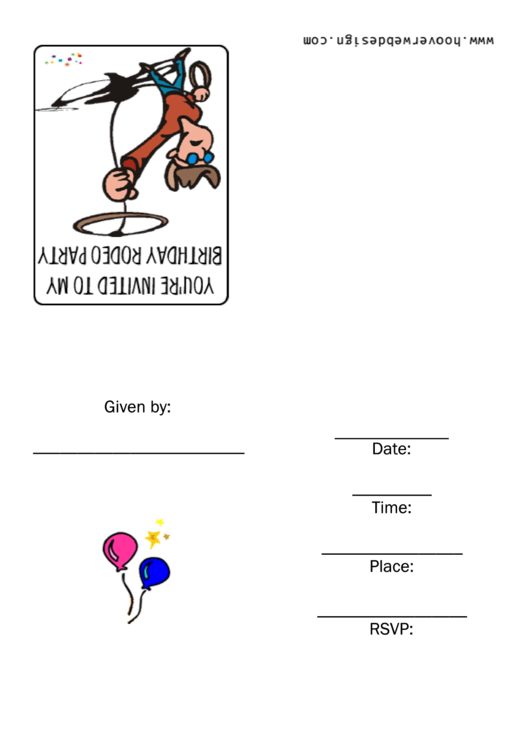 Rodeo Birthday Party Invitation Template Printable pdf