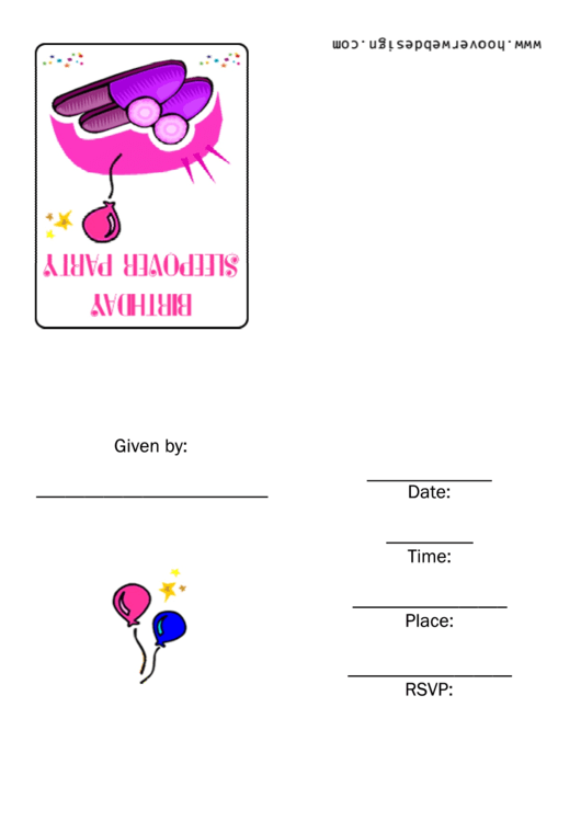 Birthday Sleepover Party Invitation Template