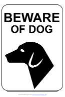 Beware Of Dog Sign Template