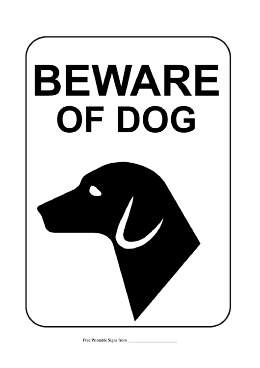 Beware Of Dog Sign Template Printable pdf