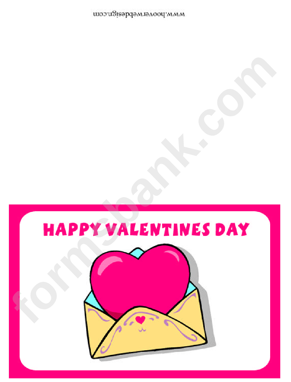 Happy Valentines Day Pink Heart Card Template