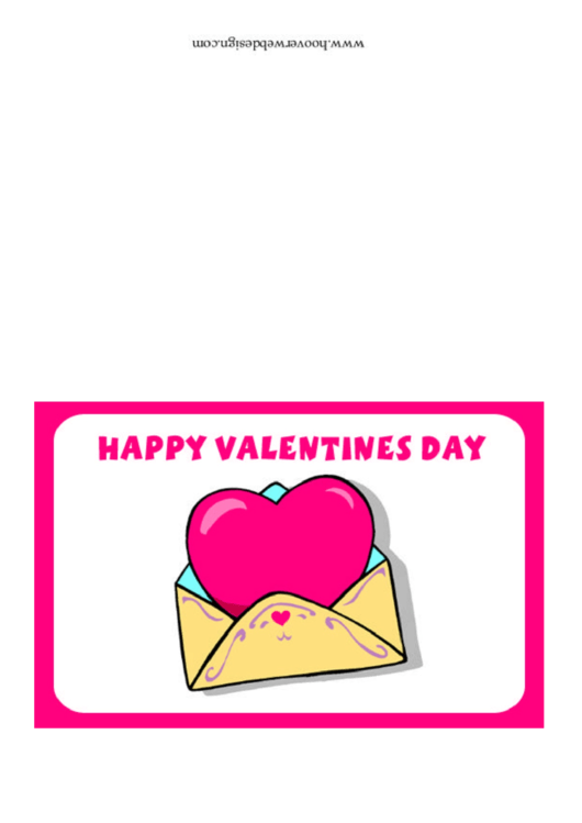 Happy Valentines Day Pink Heart Card Template Printable pdf