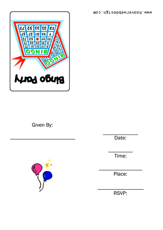 Bingo Party Invitation Template Printable pdf