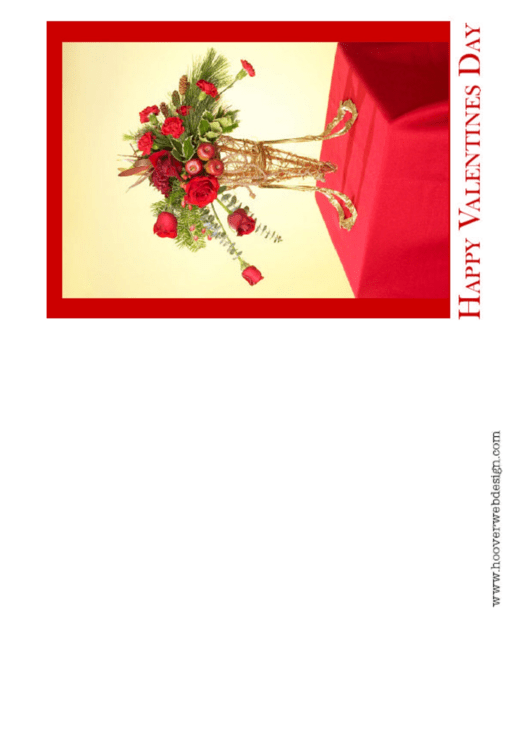 Red Bouquet Valentine Card Template Printable pdf