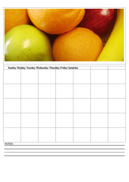 Fruits Weekly Schedule Template Printable pdf