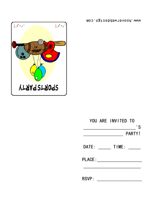 Sports Party Invitation Template