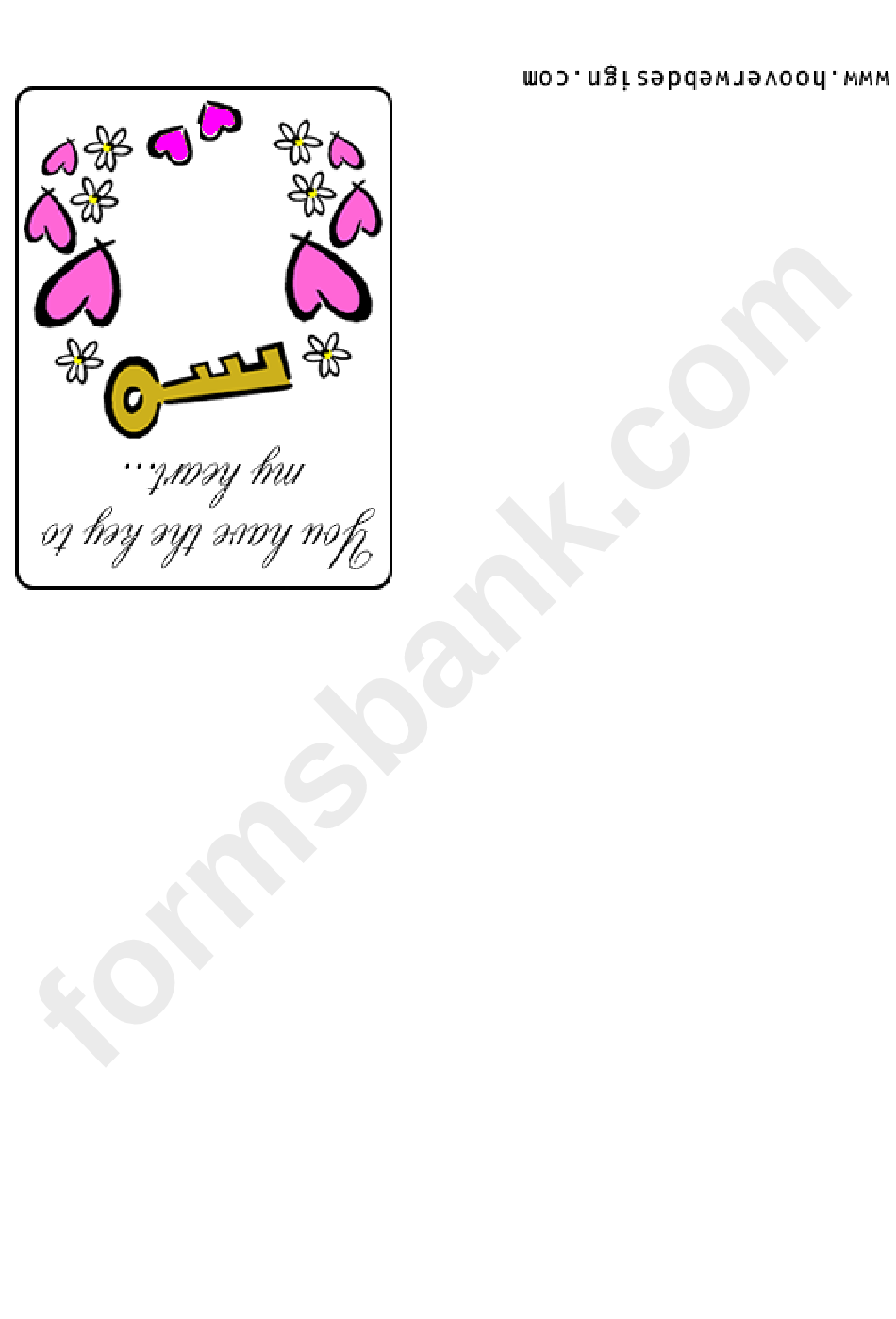 Key To My Heart Valentine Card Template