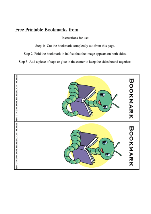 Worm Bookmark Template For Kids