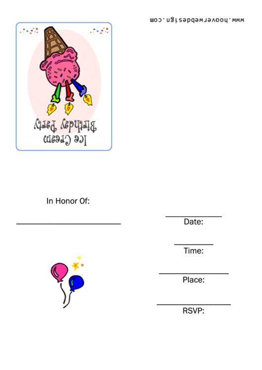 Ice Cream Birthday Party Invitation Template Printable pdf