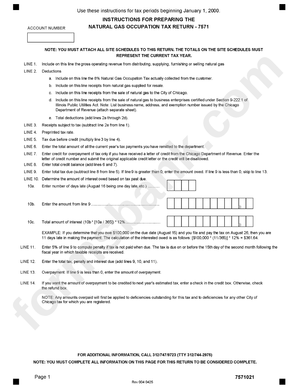 Instructions For Form 7571 Preparing The Natural Gas Occupation Tax Return