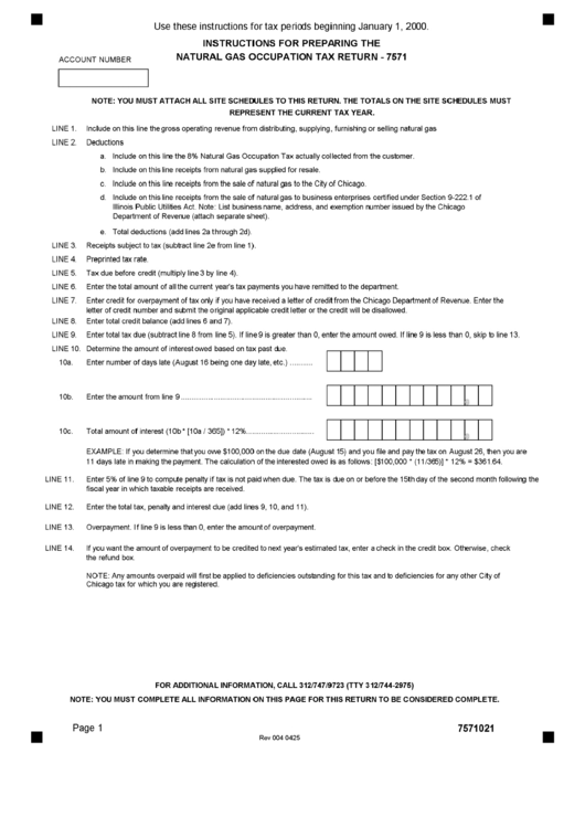 Instructions For Form 7571 Preparing The Natural Gas Occupation Tax Return Printable pdf