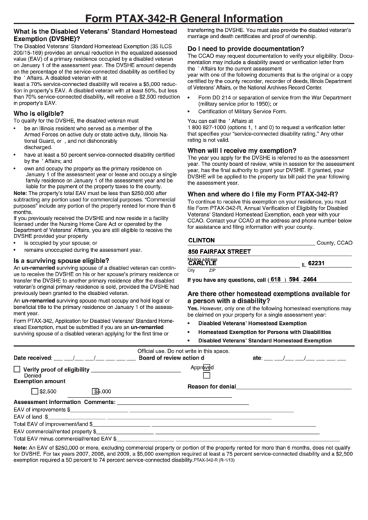 Form Ptax-342-R - General Information Printable pdf