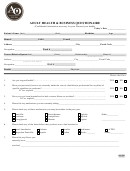 Adult Health & Business Questionaire Form - Alberta - Canada