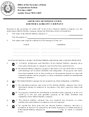 Articles Of Dissolution Limited Liability Company Form