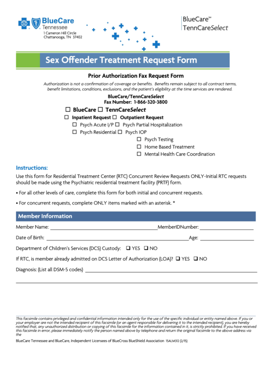 Fillable Sex Offender Treatment Request Form Printable pdf
