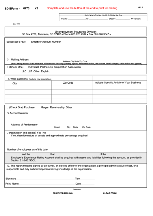 Form 49 - Employer's Report On Acquiring A Business