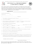 Form Mvd-10236 - Affidavit For Reinstatement Of Driver's License