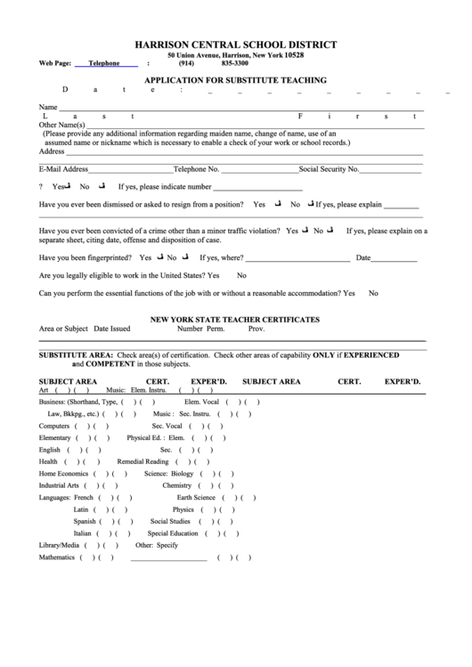 Substitute Teacher Application Form