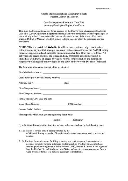 Fillable Attorney/participant Registration Form Printable pdf
