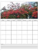 Charming Red Flowering Tree Monthly Calendar Template