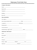 Fillable Maintenance Work Order Form Printable pdf