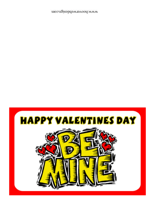 Be Mine Valentines Day Card Template Printable pdf