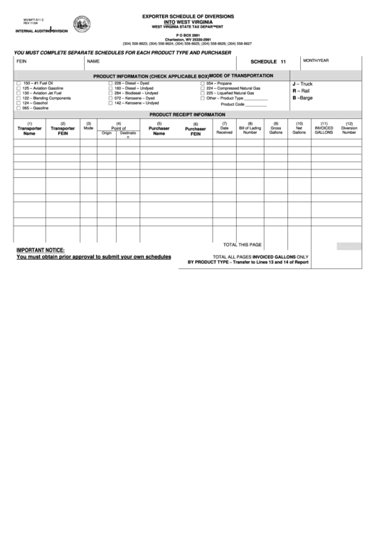 Form Wv/mft-508 A - Importer Schedule Of Tax-Paid Receipts - 2004 Printable pdf