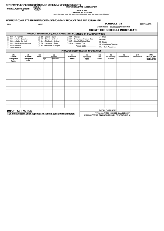 Form Wv/mft-504 I - Supplier/permissive Supplier Schedule Of Disbursements - 2004 Printable pdf