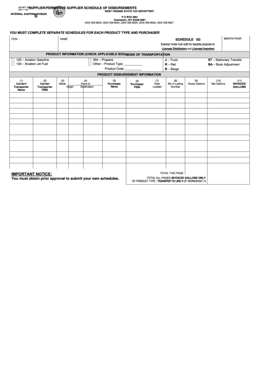 Form Wv/mft-504 F - Supplier/permissive Supplier Schedule Of Disbursements Printable pdf