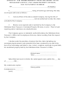 Form - Affidavit For Reimbursement From Oklahoma State Treasurer's Office, Unclaimed Property Division, Due To Payment In Error