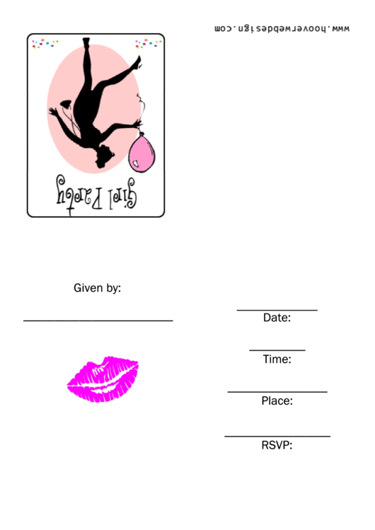 Girl Party Invitation Template Printable pdf