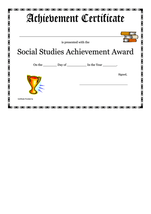 Social Studies Award - Achievement Certificate Template Printable pdf