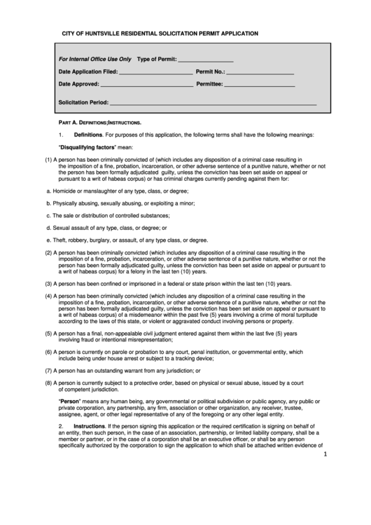 Fillable Residential Solicitation Application Printable pdf