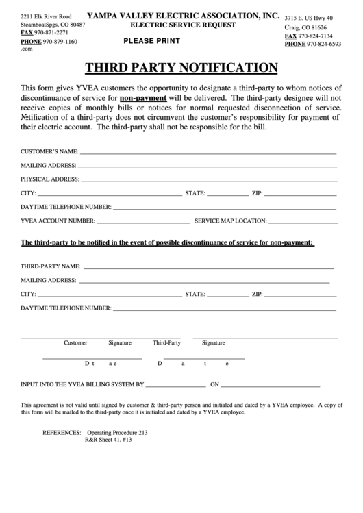 Fillable Third Party Notification Form Printable pdf