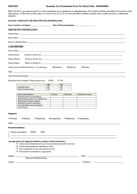 Top 16 Eye Examination Form Templates free to download in PDF format