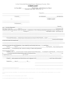 Complaint Form - In Forcible Detention - Claim For Rent