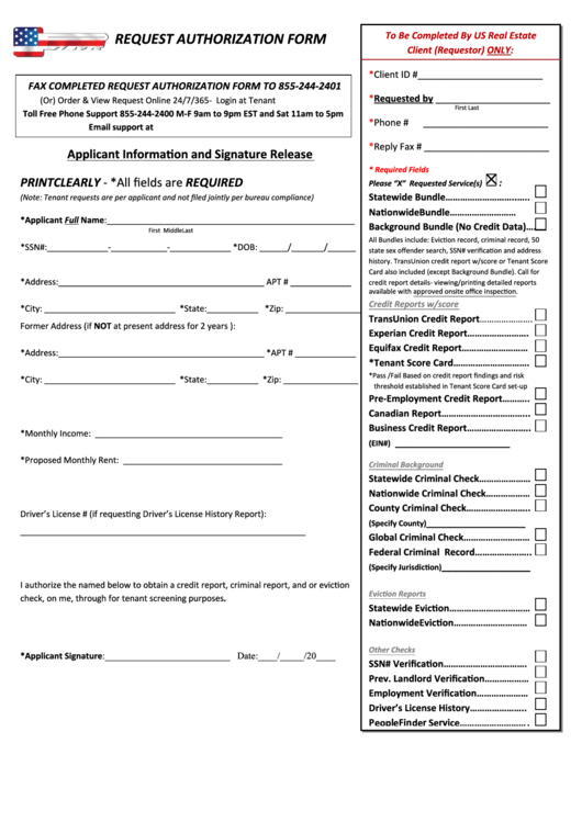 Request Authorization Form Printable pdf
