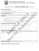Volunteer's Certificate Renewal Application Rorm - Sample - Ohio Board Of Nursing - 2015
