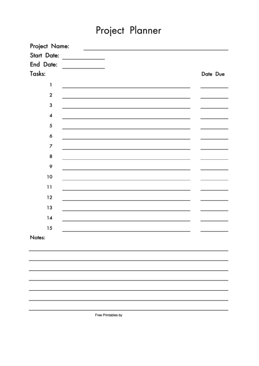 Project Planner Template Printable pdf