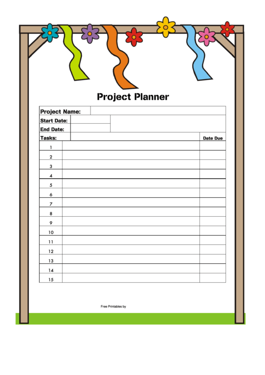 Project Planner Template - Flowers Printable pdf