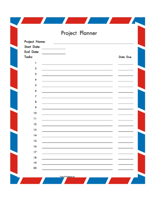 Project Planner Template - Envelope Frame Printable pdf