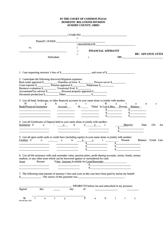Attorney Fees Affidavit Printable pdf