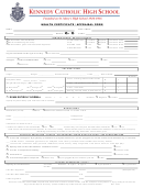 Kennedy Catholic High School Health Certificate/appraisal Form